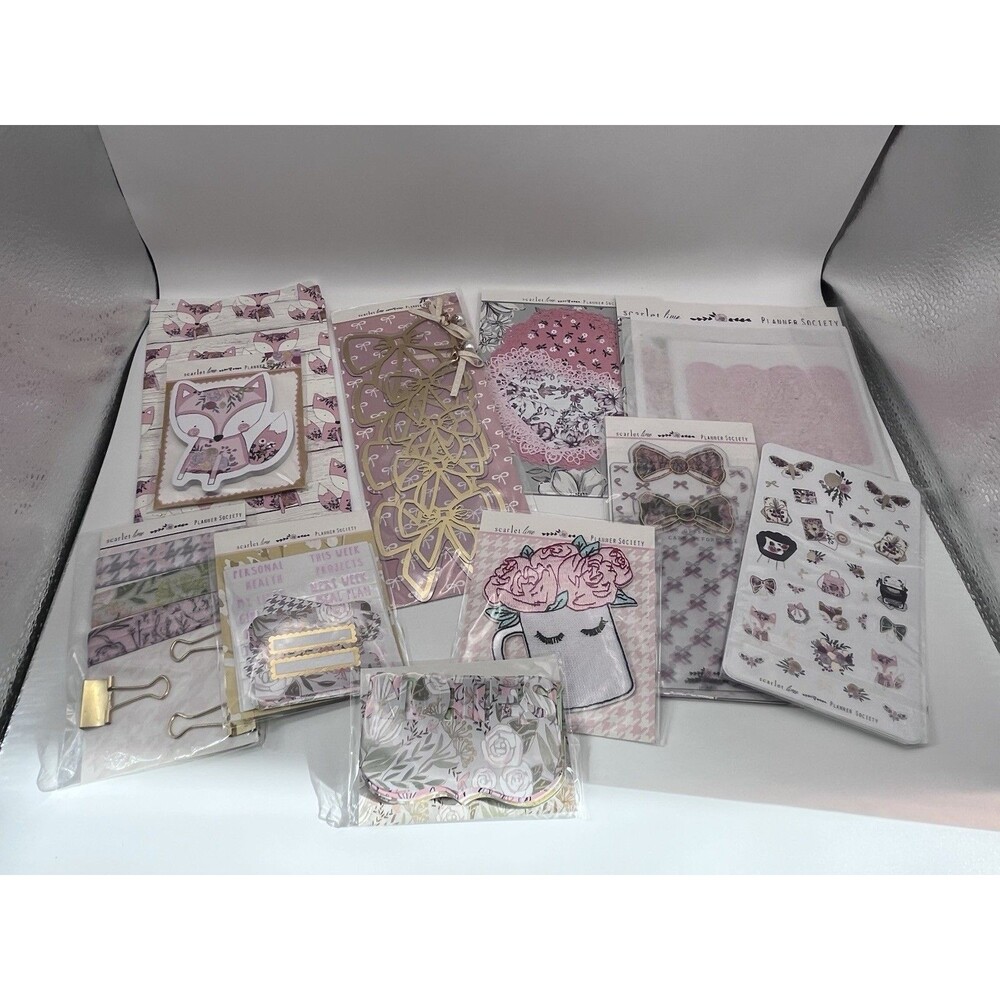 Scarlet Lime The Planner Society Woodland Fox Gold Bow Accessory Mega Bundle New